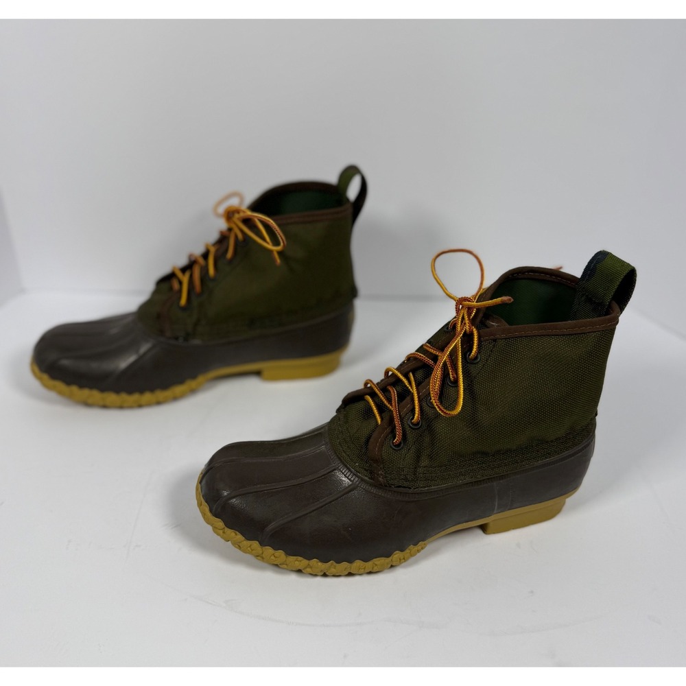 LL Bean 6 Inch Canvas Bean Boots Olive Green Brown Camo Duck Boots Mens 8 M